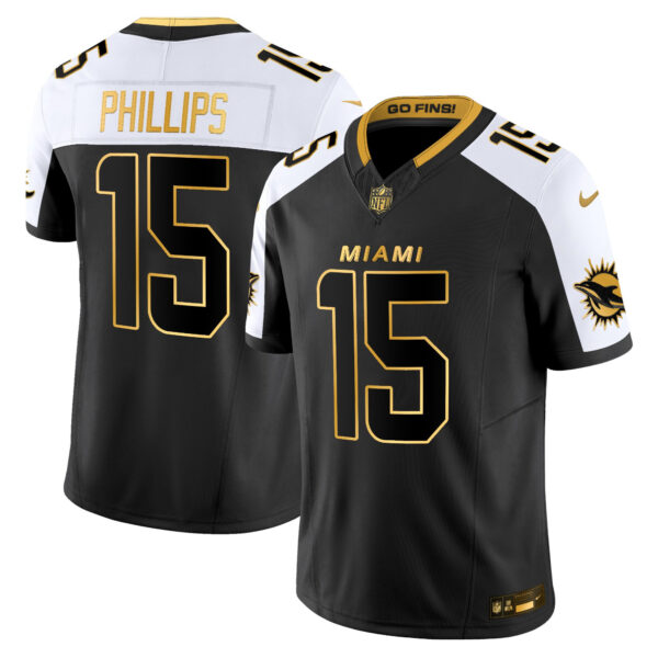 Miami Dolphins Jaelan Phillips 2025 Rivalries Gold Vapor Limited Jersey - All Stitched - Alternate