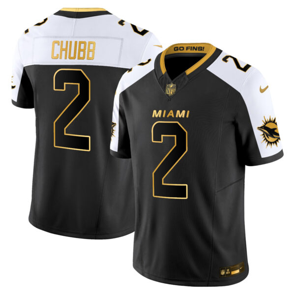 Miami Dolphins Bradley Chubb 2025 Rivalries Gold Vapor Limited Jersey - All Stitched - Alternate