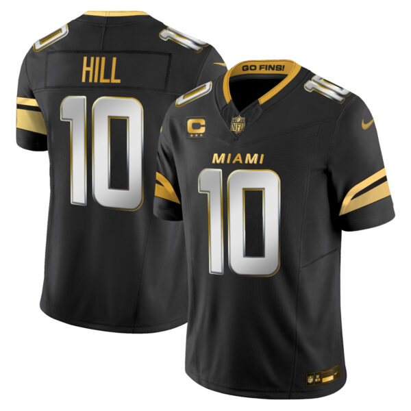 Miami Dolphins Tyreek Hill 2025 Rivalries Gold Vapor Limited Jersey - All Stitched - Black Limited