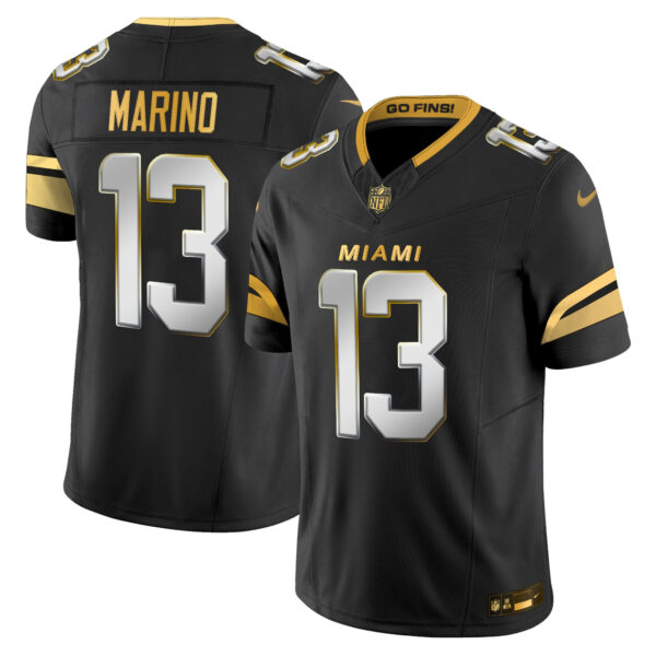 Miami Dolphins Dan Marino 2025 Rivalries Gold Vapor Limited Jersey - All Stitched - Black Limited