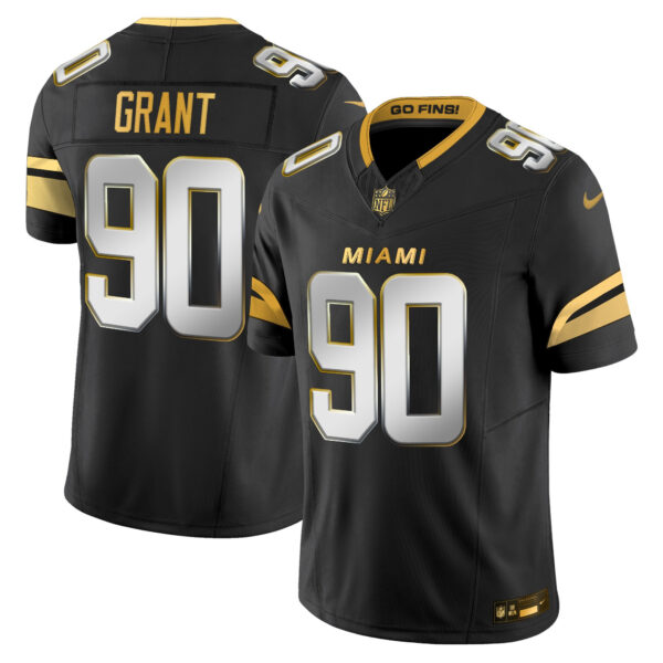 Miami Dolphins Kenneth Grant 2025 Rivalries Gold Vapor Limited Jersey - All Stitched - Black Limited