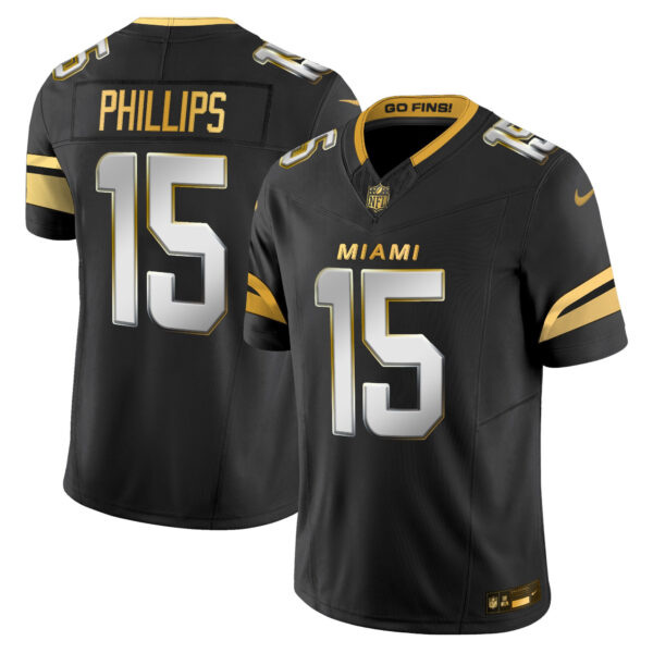 Miami Dolphins Jaelan Phillips 2025 Rivalries Gold Vapor Limited Jersey - All Stitched - Black Limited