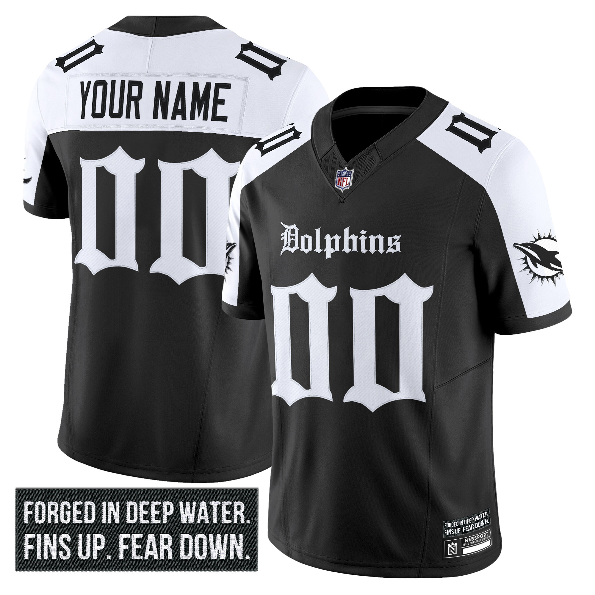 Miami Dolphins 'Gothic Deep Water Edition' Vapor Limited Custom Jersey - All Stitched - Alternate