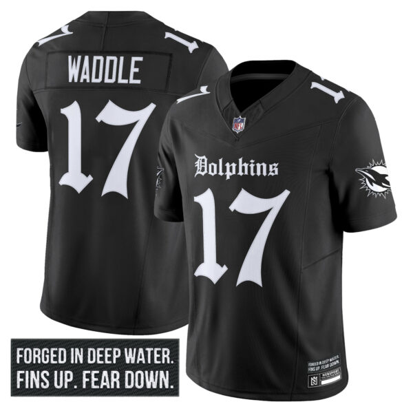 Miami Dolphins Jaylen Waddle Gothic Deep Water Edition Vapor Limited Jersey - All Stitched - Black