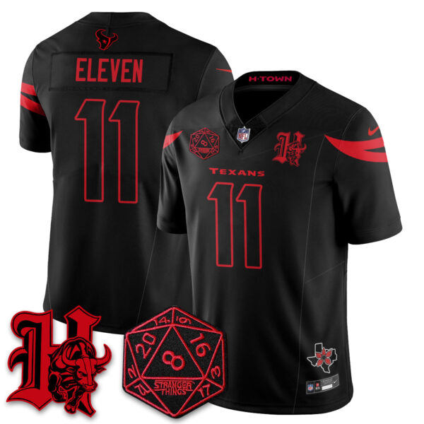 Houston Texans #11 Eleven 'Stranger Things Edition' Vapor Limited Jersey - All Stitched - Black