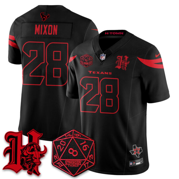 Houston Texans Joe Mixon 'Stranger Things Edition' Vapor Limited Jersey - All Stitched - Black