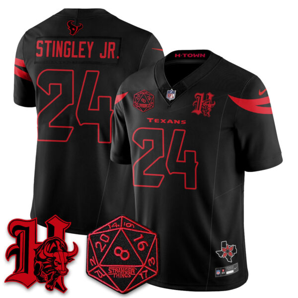 Houston Texans Derek Stingley Jr. 'Stranger Things Edition' Vapor Limited Jersey - All Stitched - Black