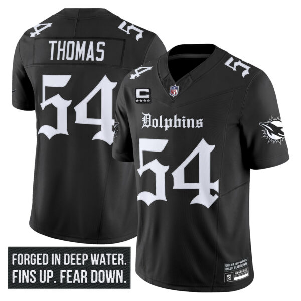 Miami Dolphins Zach Thomas Gothic Deep Water Edition Vapor Limited Jersey - All Stitched - Black
