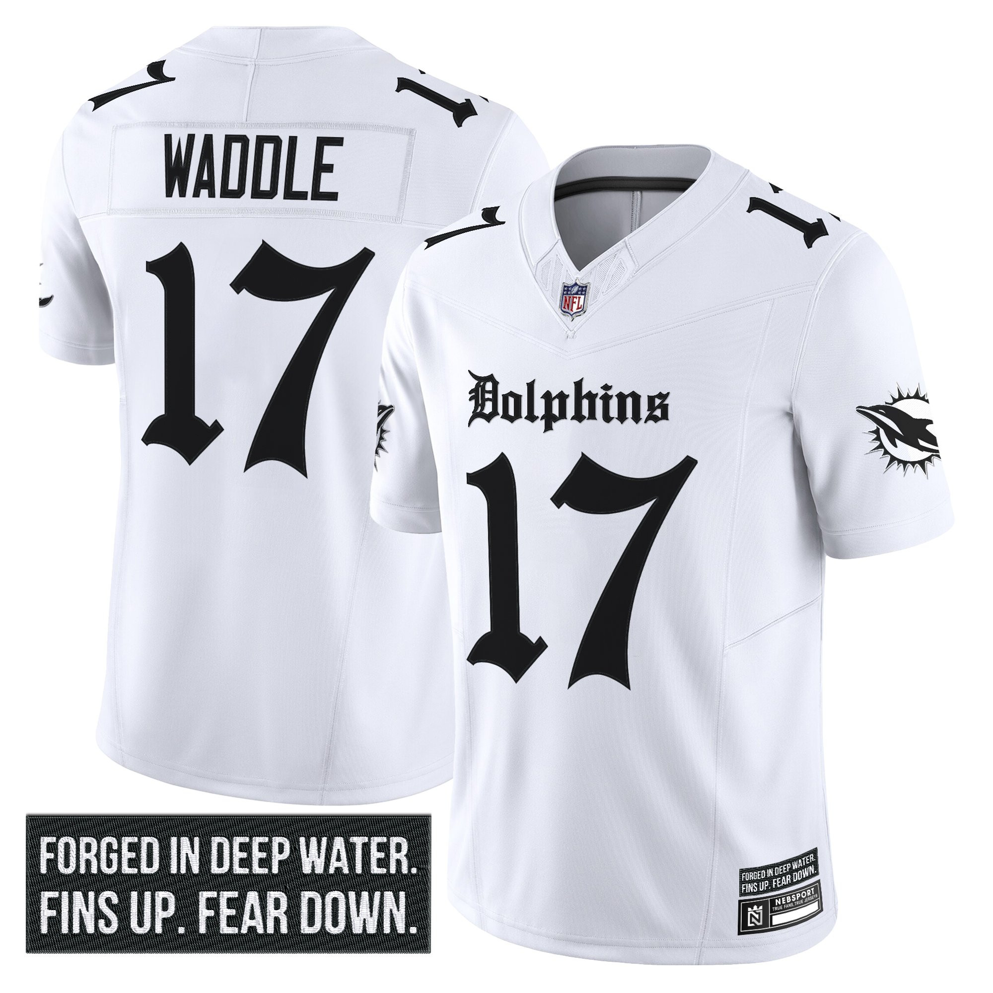 Miami Dolphins Jaylen Waddle Gothic Deep Water Edition Vapor Limited Jersey - All Stitched - White