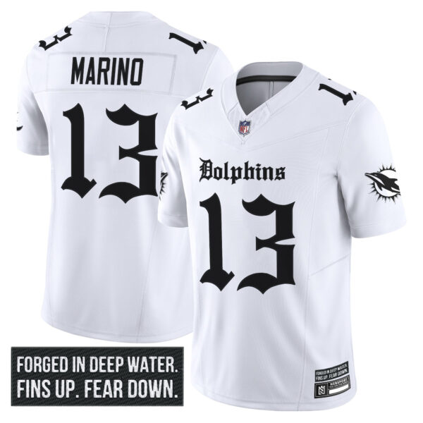 Miami Dolphins Dan Marino Gothic Deep Water Edition Vapor Limited Jersey - All Stitched - White