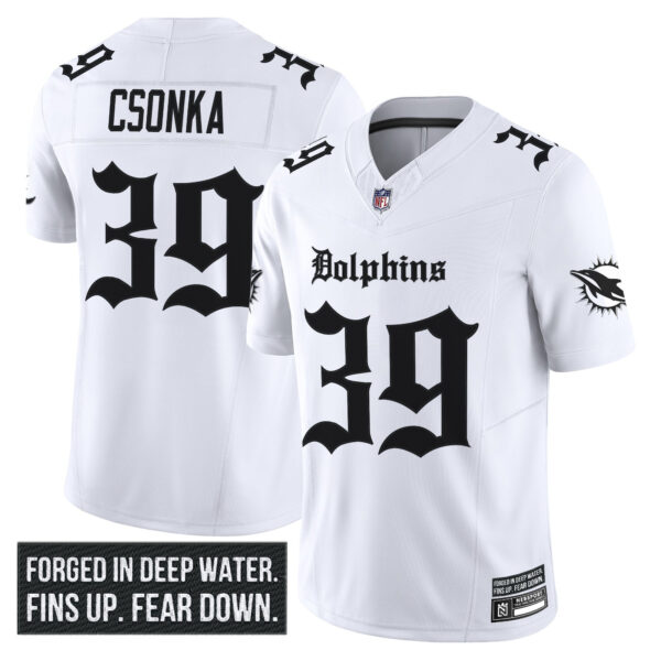 Miami Dolphins Larry Csonka Gothic Deep Water Edition Vapor Limited Jersey - All Stitched - White