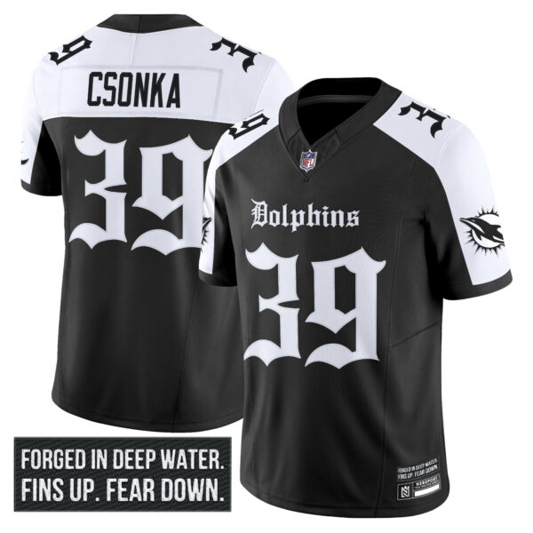 Miami Dolphins Larry Csonka Gothic Deep Water Edition Vapor Limited Jersey - All Stitched - Alternate