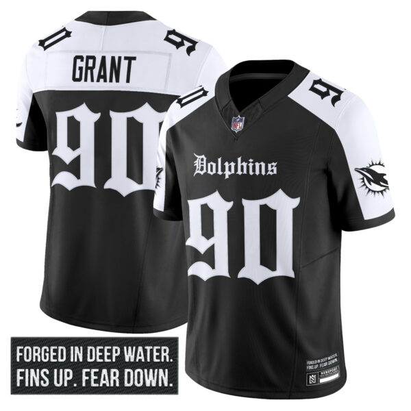 Miami Dolphins Kenneth Grant Gothic Deep Water Edition Vapor Limited Jersey - All Stitched - Alternate