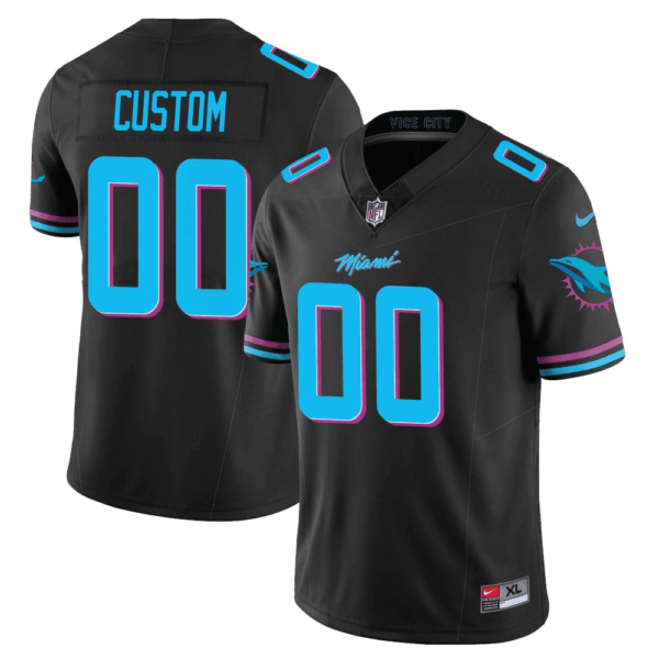 Miami Dolphins Vice City Concept Vapor Limited Custom Jersey - All Stitched - Black