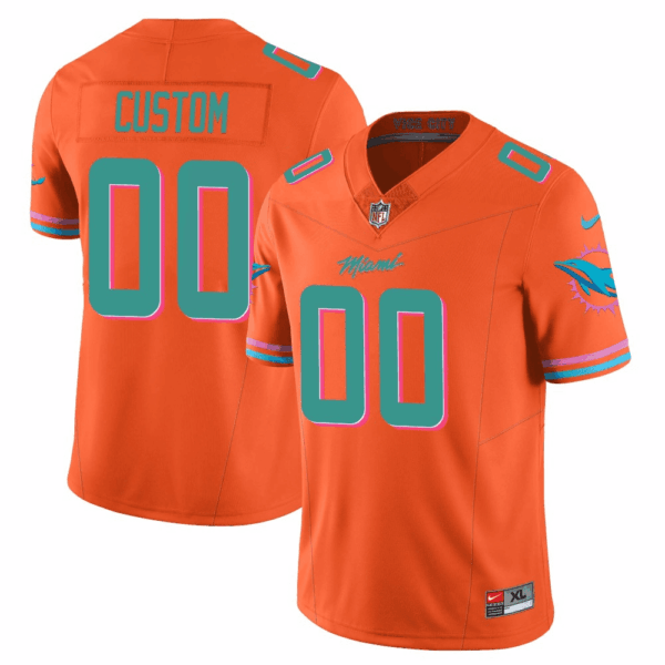 Miami Dolphins Vice City Concept Vapor Limited Custom Jersey - All Stitched - Orange
