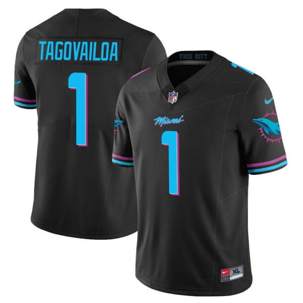 Miami Dolphins Tua Tagovailoa Vice City Concept Vapor Limited Custom Jersey - All Stitched - Black