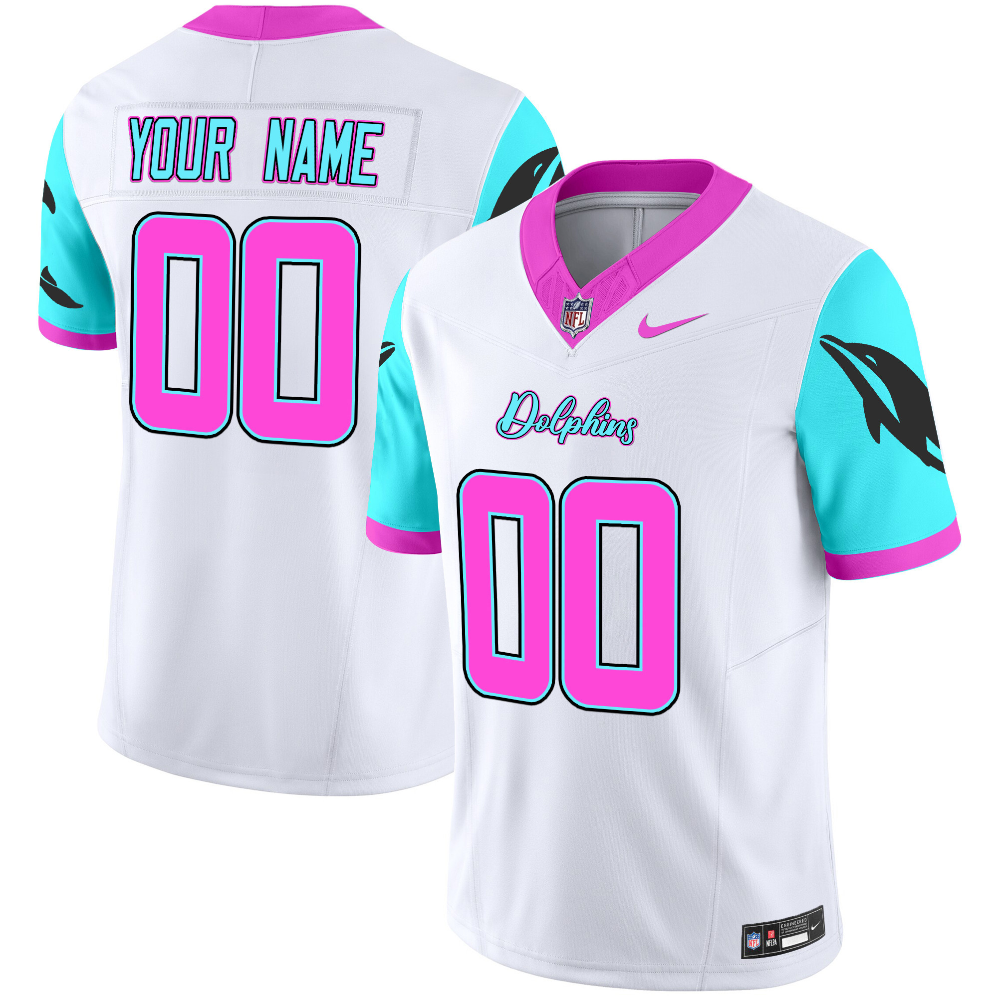 Miami Dolphins 'Miami Vice' Vapor Limited Custom Jersey - All Stitched - White