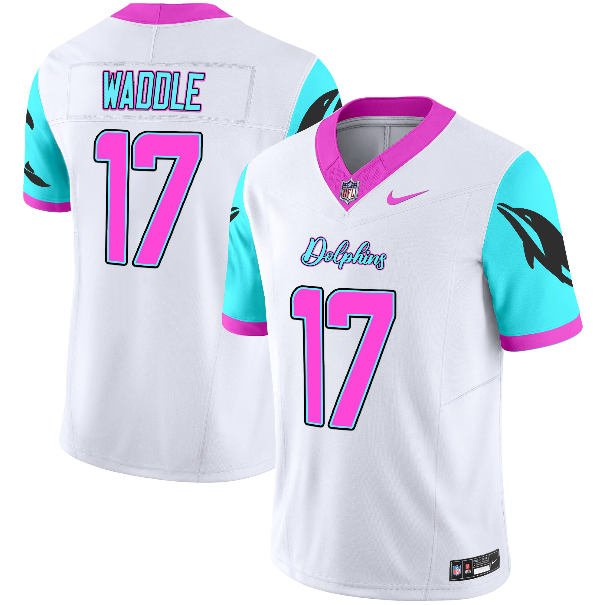 Miami Dolphins Jaylen Waddle 'Miami Vice' Vapor Limited Jersey - All Stitched - White
