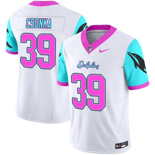 Miami Dolphins Larry Csonka 'Miami Vice' Vapor Limited Jersey - All Stitched - White