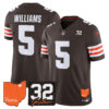 Cleveland Browns Quincy Williams 2026 Jim Brown Memorial & Home Patch Vapor Limited Jersey - All Stitched - Brown