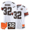 Cleveland Browns Jim Brown 2026 Jim Brown Memorial & Home Patch Vapor Limited Jersey - All Stitched - White