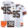 Cleveland Browns Myles Garrett 2026 Jim Brown Memorial & Home Patch Vapor Limited Jersey - All Stitched - White