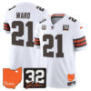 Cleveland Browns Denzel Ward 2026 Jim Brown Memorial & Home Patch Vapor Limited Jersey - All Stitched - White