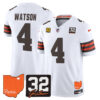 Cleveland Browns Deshaun Watson 2026 Jim Brown Memorial & Home Patch Vapor Limited Jersey - All Stitched - White