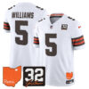 Cleveland Browns Quincy Williams 2026 Jim Brown Memorial & Home Patch Vapor Limited Jersey - All Stitched - White