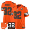 Cleveland Browns Jim Brown 2026 Jim Brown Memorial & Home Patch Vapor Limited Jersey - All Stitched - Orange
