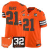 Cleveland Browns Denzel Ward 2026 Jim Brown Memorial & Home Patch Vapor Limited Jersey - All Stitched - Orange
