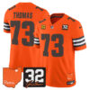 Cleveland Browns Joe Thomas 2026 Jim Brown Memorial & Home Patch Vapor Limited Jersey - All Stitched - Orange
