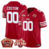 San Francisco 49ers 5x World Champions & 'Do It For The Bay' Patch Limited Custom Jersey - All Stitched - Red
