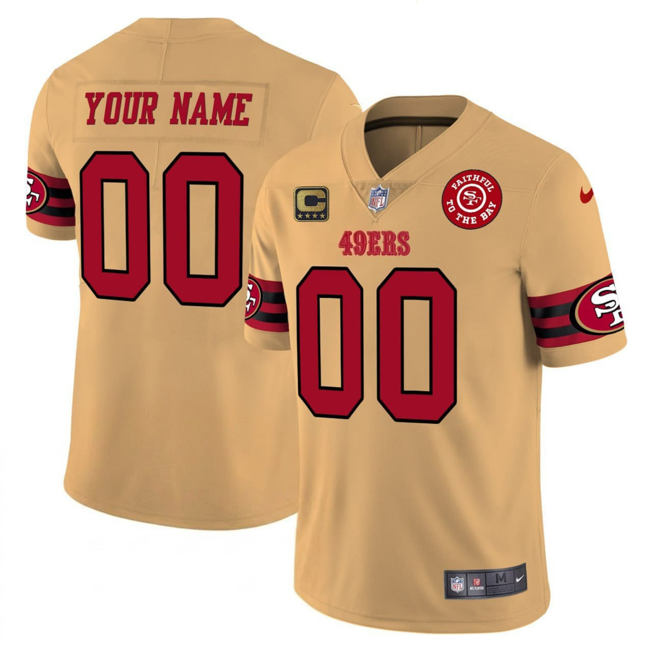 San Francisco 49ers Gold Custom Jersey - All Stitched
