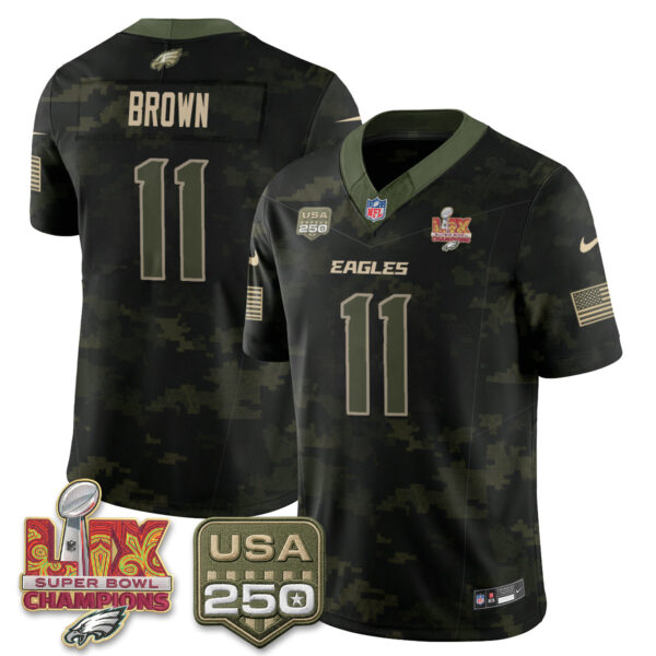 Philadelphia Eagles A.J. Brown Salute to Service Vapor Limited Jersey - All Stitched - Camo