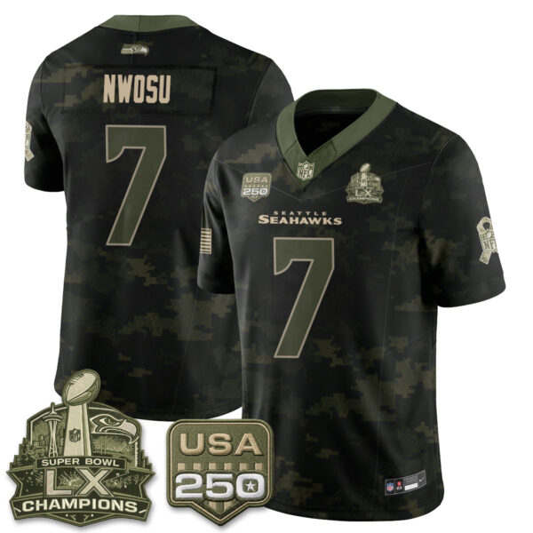Seattle Seahawks Nwosu 2026 Salute to Service Vapor Limited Jersey - All Stitched - Camo