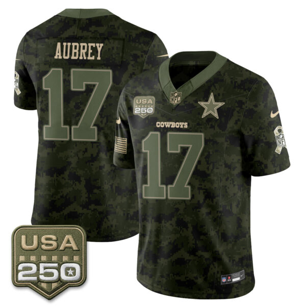 Dallas Cowboys Brandon Aubrey 2026 Salute to Service Vapor Limited Jersey - All Stitched - Camo
