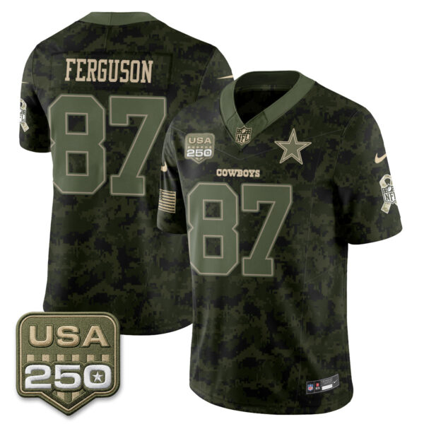 Dallas Cowboys Jake Ferguson 2026 Salute to Service Vapor Limited Jersey - All Stitched - Camo