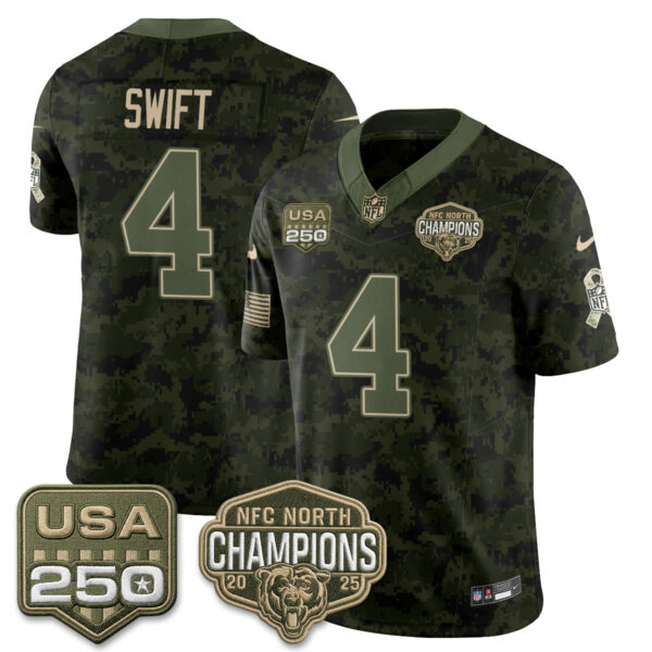 Chicago Bears D'Andre Swift 2026 Salute to Service Vapor Limited Jersey - All Stitched - Camo