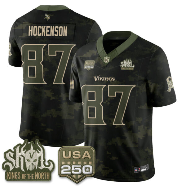 Minnesota Vikings T.J. Hockenson 2026 Salute to Service Vapor Limited Jersey - All Stitched - Camo