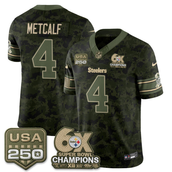 Pittsburgh Steelers DK Metcalf 2026 Salute to Service Edition Vapor Jersey - All Stitched - Camo