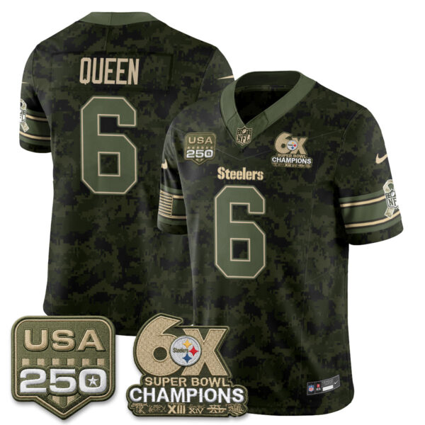 Pittsburgh Steelers Patrick Queen 2026 Salute to Service Edition Vapor Jersey - All Stitched - Camo