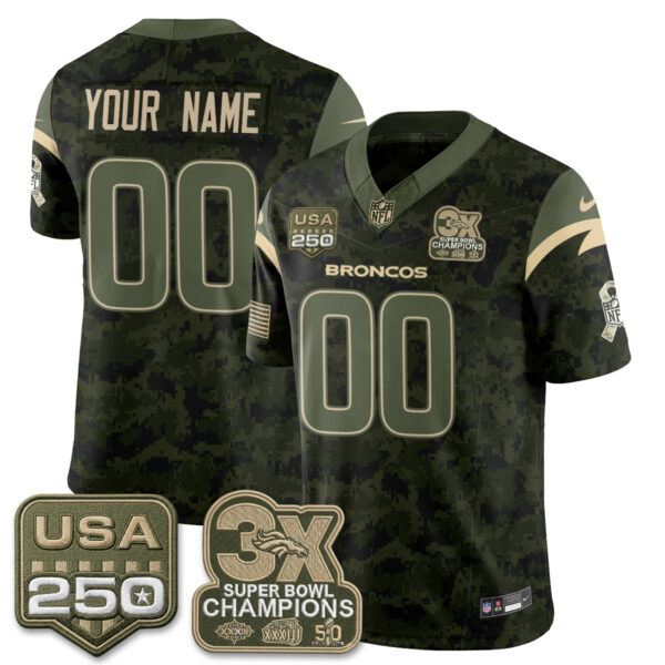 Denver Broncos 2026 Salute to Service Edition Vapor Custom Jersey - All Stitched - Camo