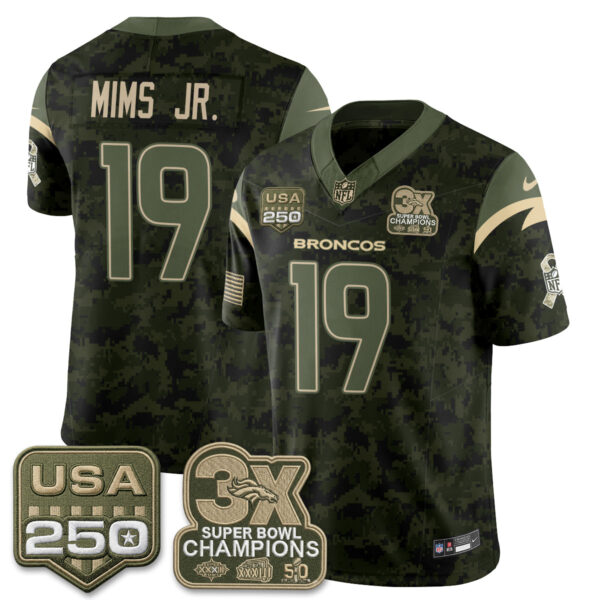 Denver Broncos Marvin Mims Jr. 2026 Salute to Service Edition Vapor Jersey - All Stitched - Camo