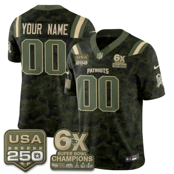 New England Patriots 2026 Salute to Service Edition Vapor Custom Jersey - All Stitched - Camo