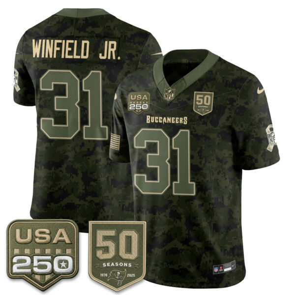 Tampa Bay Buccaneers Antoine Winfield Jr. 2026 Salute to Service Edition Vapor Jersey - All Stitched - Camo