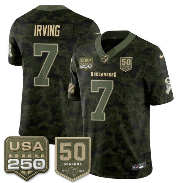 Tampa Bay Buccaneers Bucky Irving 2026 Salute to Service Edition Vapor Jersey - All Stitched - Camo
