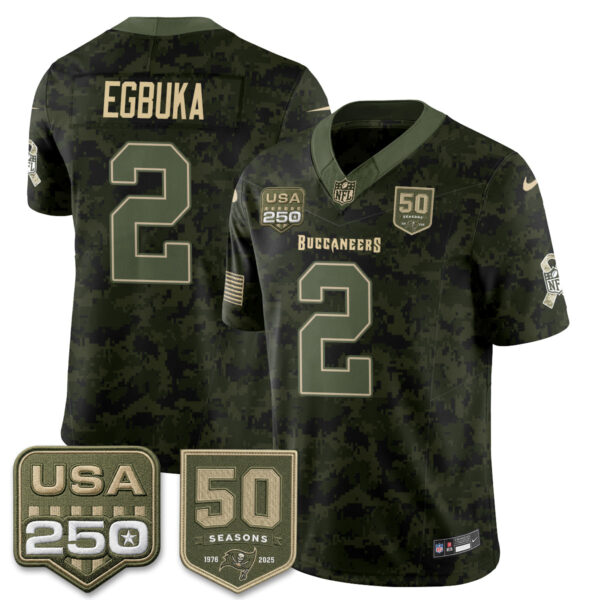 Tampa Bay Buccaneers Emeka Egbuka 2026 Salute to Service Edition Vapor Jersey - All Stitched - Camo