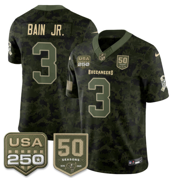 Tampa Bay Buccaneers Rueben Bain Jr. 2026 Salute to Service Edition Vapor Jersey - All Stitched - Camo
