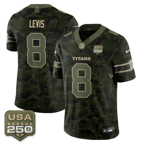 Tennessee Titans Will Levis 2026 Salute to Service Edition Vapor Jersey - All Stitched - Camo